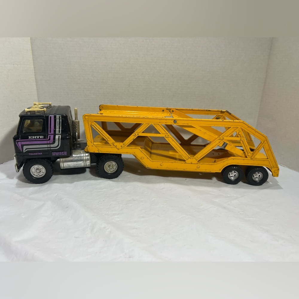 ERTL Car Hauler Pressed Steel Truck Car Carrier Auto Hauler Tractor Trailer